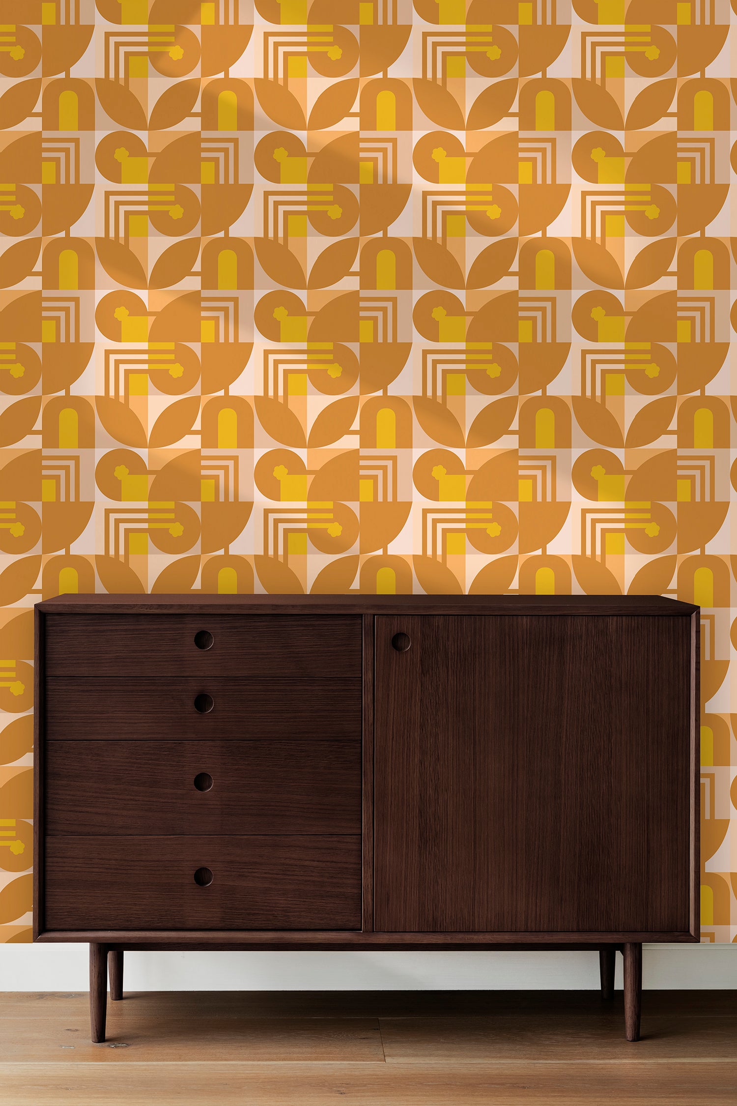 Abstraction peel and stick wallpaper room mockup